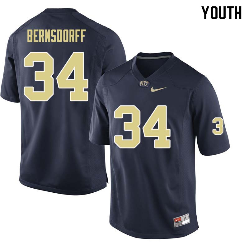 Youth #34 Mark Bernsdorff Pittsburgh Panthers College Football Jerseys Sale-Navy